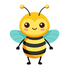 Cute cartoon bee isolated on white background