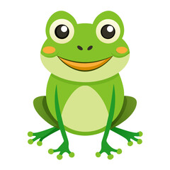 Cute green frog cartoon character isolated on white background