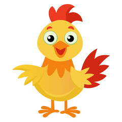 Cute cartoon chicken isolated on white background