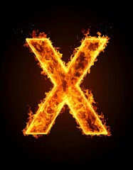 Fiery letter X set against a dark background