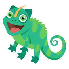 Cute cartoon chameleon isolated on white background