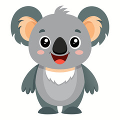 Cute cartoon koala bear isolated on white background
