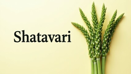 Shatavari. Green Shatavari roots fresh closeup on yellow background me