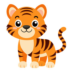 Cute cartoon tiger cub isolated on white background