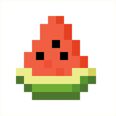 Pixel Art Watermelon Icon – Cute Retro 8-bit Illustration
