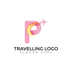 Modern Travel Agency Logo with Airplane and Sunset Design