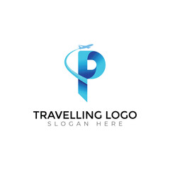 Modern Travel Agency Logo with Airplane and Sunset Design