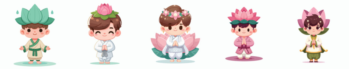 vector of a child in a lotus costume