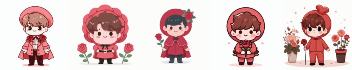 vector of a little boy in a rose costume