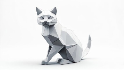 3D polygonal cat figurine