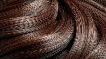 Fototapeta premium Wavy, flowing strands of shiny, healthy, brown hair with highlights