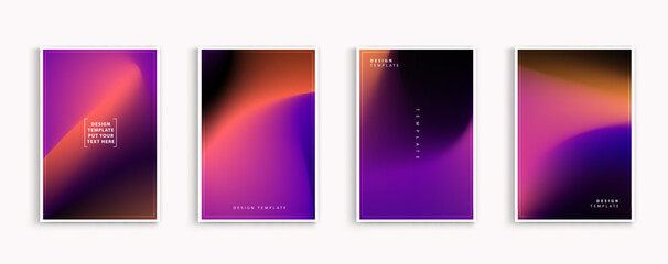 Gradient backgrounds vector set. soft tender orange, red, black and purple colours abstract background for app, web design, webpages, banners, greeting cards. vector design.