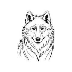 Naklejka premium Stylized wolf portrait with expressive eyes and flowing fur animal wild
