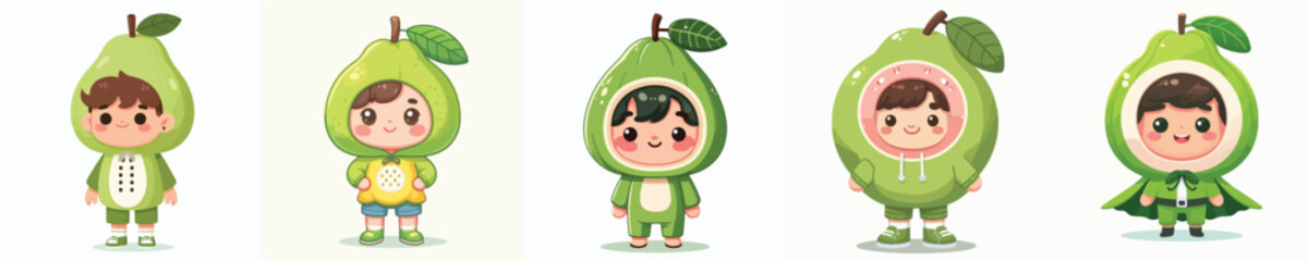 vector of a little boy in a guava costume