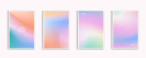 Pastel gradient backgrounds vector set. soft tender yellow, pink, white and blue colours abstract background for app, web design, webpages, banners, greeting cards. Vector design.