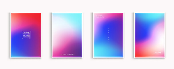 Fototapeta premium Gradient backgrounds vector set. soft tender orange, red, white and blue colours abstract background for app, web design, webpages, banners, greeting cards. vector design.