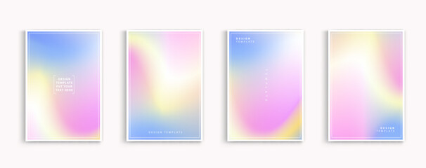 Fototapeta premium Pastel gradient backgrounds vector set. soft tender green, pink, white and blue colours abstract background for app, web design, webpages, banners, greeting cards. Vector design.