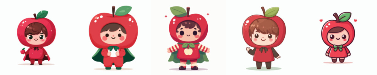vector of a child wearing an apple costume