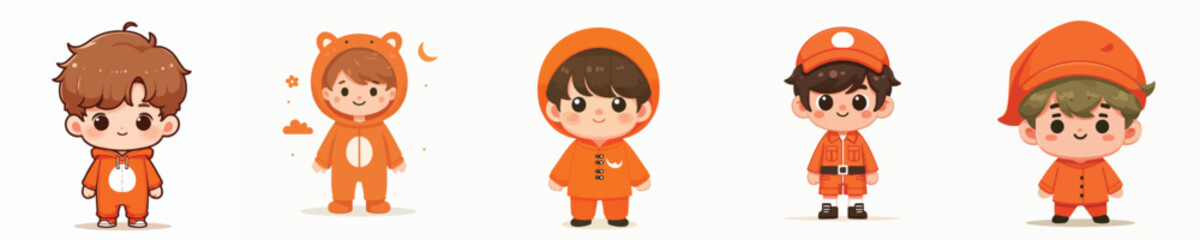 vector of a child in an orange costume