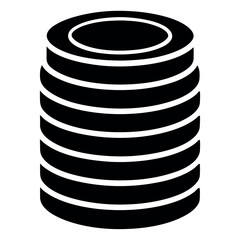 Vector art of black silhouette icon representing a stack of data storage cylinders