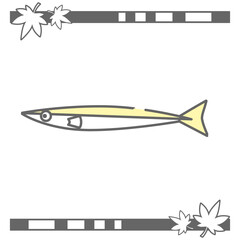 Simple Illustration of Pacific Saury Fish (Sanma)