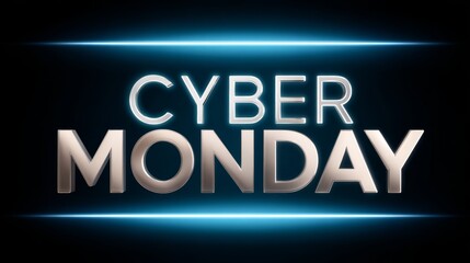 Cyber monday neon glow promotion with futuristic design elements
