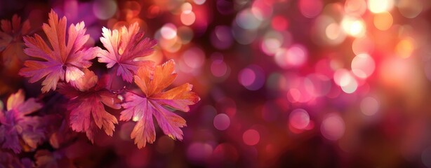 Autumn leaves in vibrant colors, bokeh background