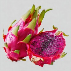 Fototapeta premium Isolated Dragonfruit on a transparent background vibrant colors and crisp detail