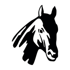 Black silhouette of a horse's head. Styled horse head. Symbol of 2026, 2038, 2050. Vector illustration for design and web.