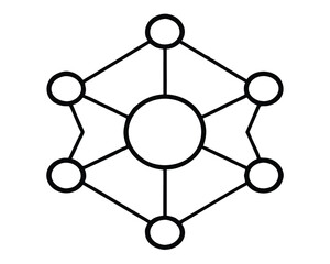 A crisp Molecule Cell Style Icon on White, ideal for science, technology, and network concepts.