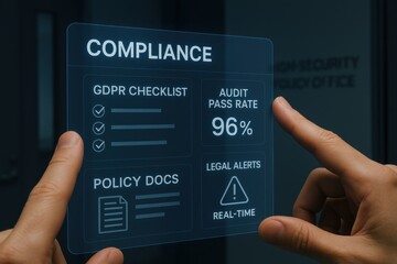Compliance Dashboard with GDPR Checklist, Audit Pass Rate and Real-Time Legal Alerts
