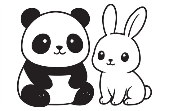 Set Panda  vector art silhouette bundle on white background. A black panda  silhouette design icon logo illustration isolated on white background.