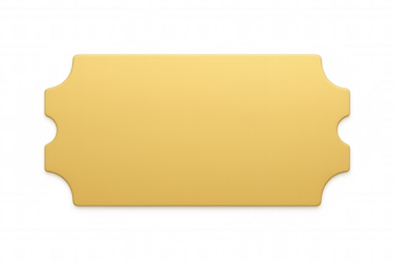 Golden ticket isolated on transparent background, symbolizing exclusivity, vip access, and premium experiences