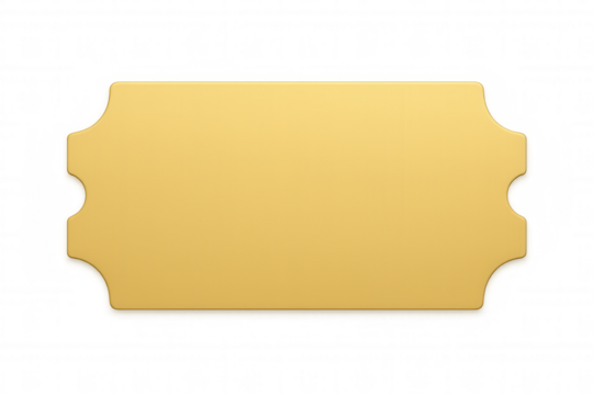 Golden ticket isolated on transparent background, symbolizing exclusivity, vip access, and premium experiences