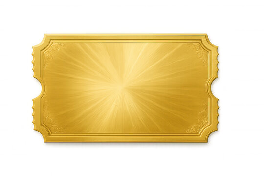 Golden ticket on transparent background symbolizing vip access, premium event invitation, or exclusive offer