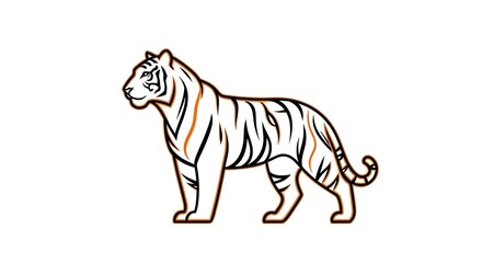 Fototapeta premium Illustration tiger animal feline predator mammal wildlife striped bengal carnivore zoo art