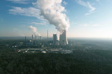 Aerial view of large power plant