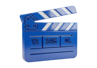 Blue Film Slate Isolated on Transparent Background Movie Clapperboard Representing Filmmaking and Cinema Industry