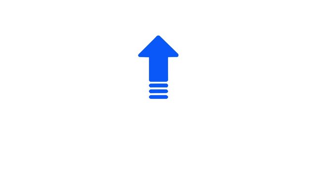 Animated arrow pointing up on black background.Abstract glowing uparrow icon animation.