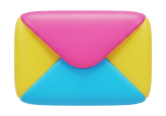 Colorful Pink Yellow and Blue Envelope Design Floating in a Digital Space for Modern Communication