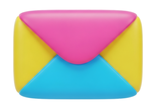 Colorful Pink Yellow and Blue Envelope Design Floating in a Digital Space for Modern Communication