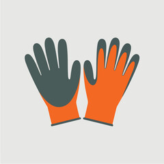 Obraz premium Illustration of a pair of work gloves with one glove gray and the other orange on a white background