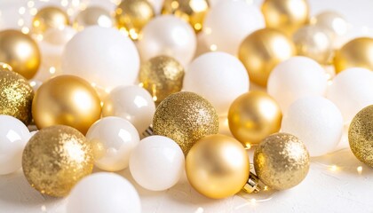 Elegant Gold and White Christmas Ornaments