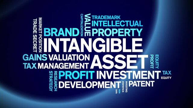 intangible asset animated word cloud-text design animation tag kinetic typography seamless loop.