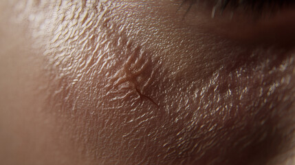 Fototapeta premium Close-up view of skin texture with a scar.