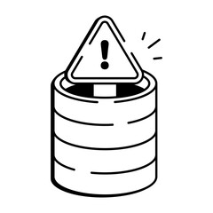 A doodle style icon showing database warning
