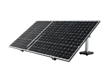 Two solar panels angled on a stand
