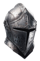 Medieval knight's helmet, aged steel