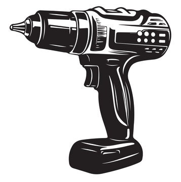 black cordless drill isolated clip art preview
