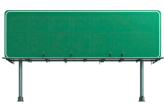 Empty green highway signboard